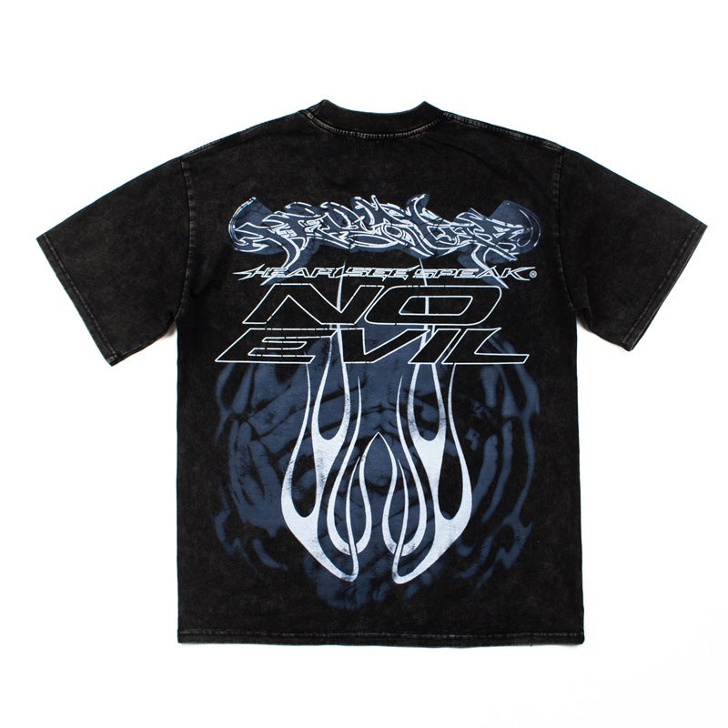 2026 American Style Blindfolded and Mouthless Printed T-shirt