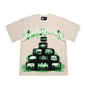 2026 American street rock retro TV print washed distressed T-shirt