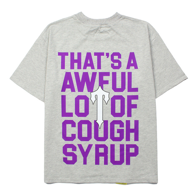 2026 American Niche Purple Letter Loose Short-sleeved T-shirt