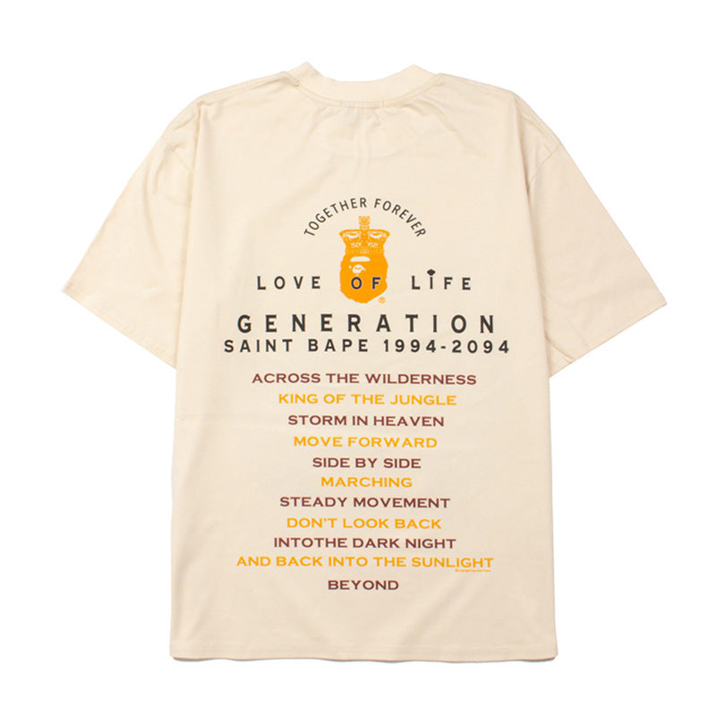 2026 American high street style new short-sleeved gorilla face T-shirt