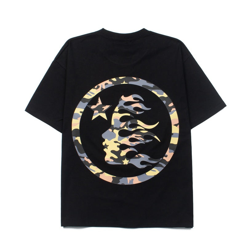 2026 American Street Style Classic Letter Camouflage Print T-shirt