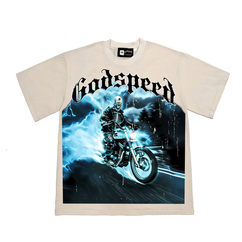 2026 American Retro Skull Model Rider Unisex Washed T-shirt
