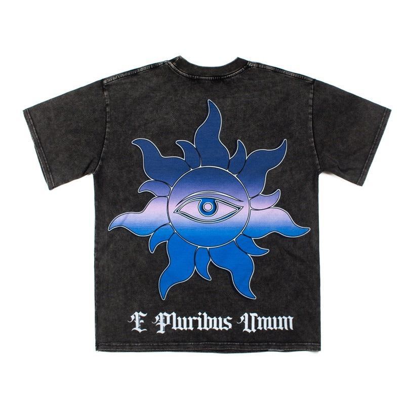2026 American High Street Alien UFO Print Washed T-shirt