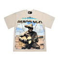 2026 American Retro Skull Guitar Man Print Washed T-shirt
