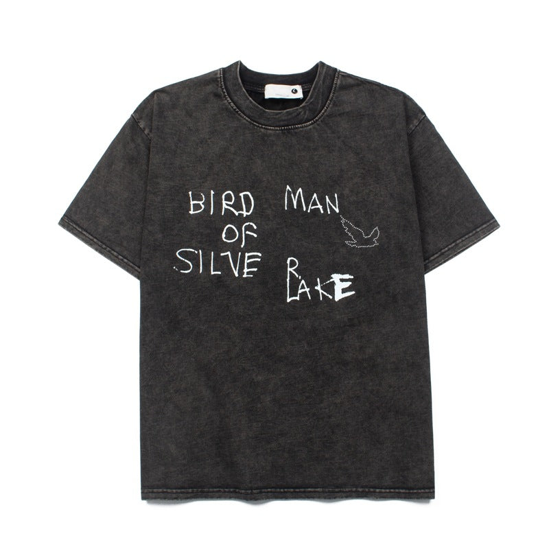 2026 American High Street New Short-Sleeve Washed Retro T-shirt